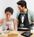 SISXSO Aprons for Couples Gifts - Anniversary, Bridal Shower, Wedding, Engagement gifts for Couples, Christmas Gifts for Couple, His and Her Gifts, 8 Pack Kitchen Cooking Apron Gift Set
