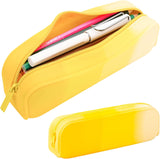 Estojo para lápis, bolsa de silicone colorida à prova d'água para lápis, estética, leve e portátil, bolsa para caneta, material de escritório pequeno e elegante para adultos, mulheres e homens (azul) 