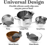 SISXSO Strain Pot & Pasta Strainer - Adjustable Silicone Clip On Strainer for Pots, Pans, & Bowls- Kitchen Gadgets, Noodle, Food, Gifts for Women, Gray
