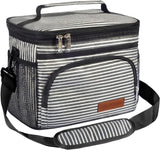 Bolsa de almoço isolada para mulheres/homens - Lancheira reutilizável para escritório, piquenique, caminhada, praia - Organizador de bolsa térmica à prova de vazamento com alça de ombro ajustável para adultos - Preto 