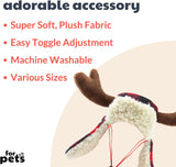 SISXSO Pet Hat | Antler Buffalo Check (Large) | Festive Christmas Holiday Accessory for Dogs/Cats | Holiday Pet Hat | SnugFit Sliding Toggles for Fit