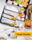 Bolsas de zíper de malha de vários tamanhos (preto, 21 pacotes), bolsa com zíper resistente à água para material de escritório escolar, quebra-cabeças e jogos, organização e armazenamento 