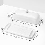 SISXSO Porcelain Butter Dish - Clean Table Design - Ceramic Butter Dishes with Lid for Countertop with Raised Non-Slip Strip - Holds 1 Standard Butter Stick - Easy to Clean & Dishwasher Safe. White