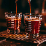 SISXSO 2 Pack 1 OZ Shot Glasses Measuring cup Espresso Shot Glass Liquid Heavy Glass Wine Glass, 26-Incremental Measurement, 6 Tsp, 2 Tbs, 30ml By BCnmviku (2pack-White)