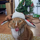 SISXSO Pet Hat | Antler Buffalo Check (Large) | Festive Christmas Holiday Accessory for Dogs/Cats | Holiday Pet Hat | SnugFit Sliding Toggles for Fit