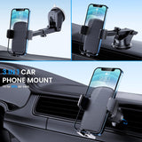 SISXSO Phone Mount for Car Phone Holder [Military-Grade Suction & Stable Clip] Car Phone Holder Mount Windshield Dashboard Air Vent Universal Automobile Mount Fit for All Android Smartphones