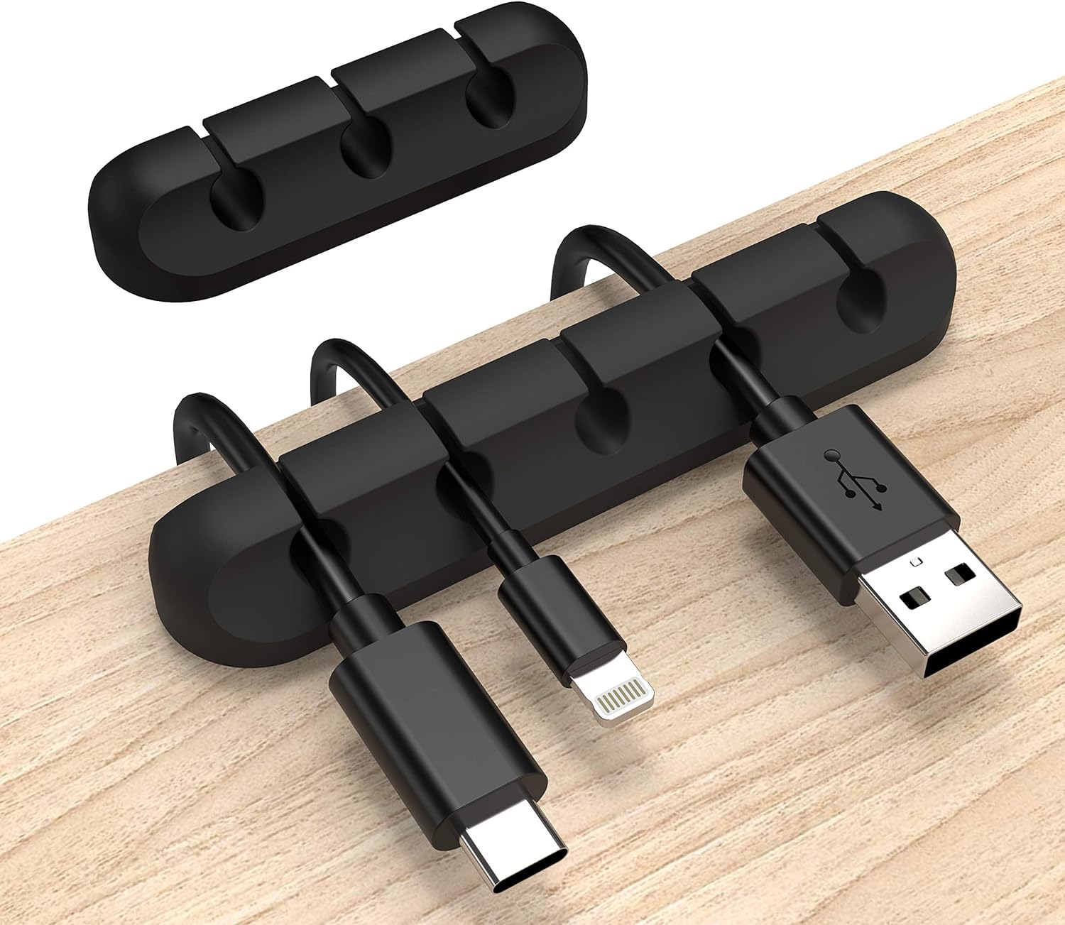 SISXSO Cord Organizer, Cable Clips Cord Holder, Cable Management USB Cable Power Wire Cord Clips, 2 Packs Cable Organizers for Car Home and Office (5, 3 Slots)