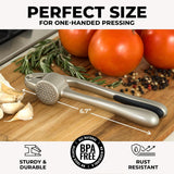 SISXSO Premium Garlic Press with Soft Easy-Squeeze Ergonomic Handle, Sturdy Design Extracts More Garlic Paste Per Clove, Garlic Crusher for Nuts & Seeds, Professional Garlic Mincer & Ginger Press