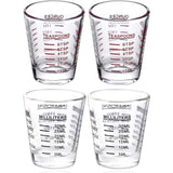 SISXSO 2 Pack 1 OZ Shot Glasses Measuring cup Espresso Shot Glass Liquid Heavy Glass Wine Glass, 26-Incremental Measurement, 6 Tsp, 2 Tbs, 30ml By BCnmviku (2pack-White)
