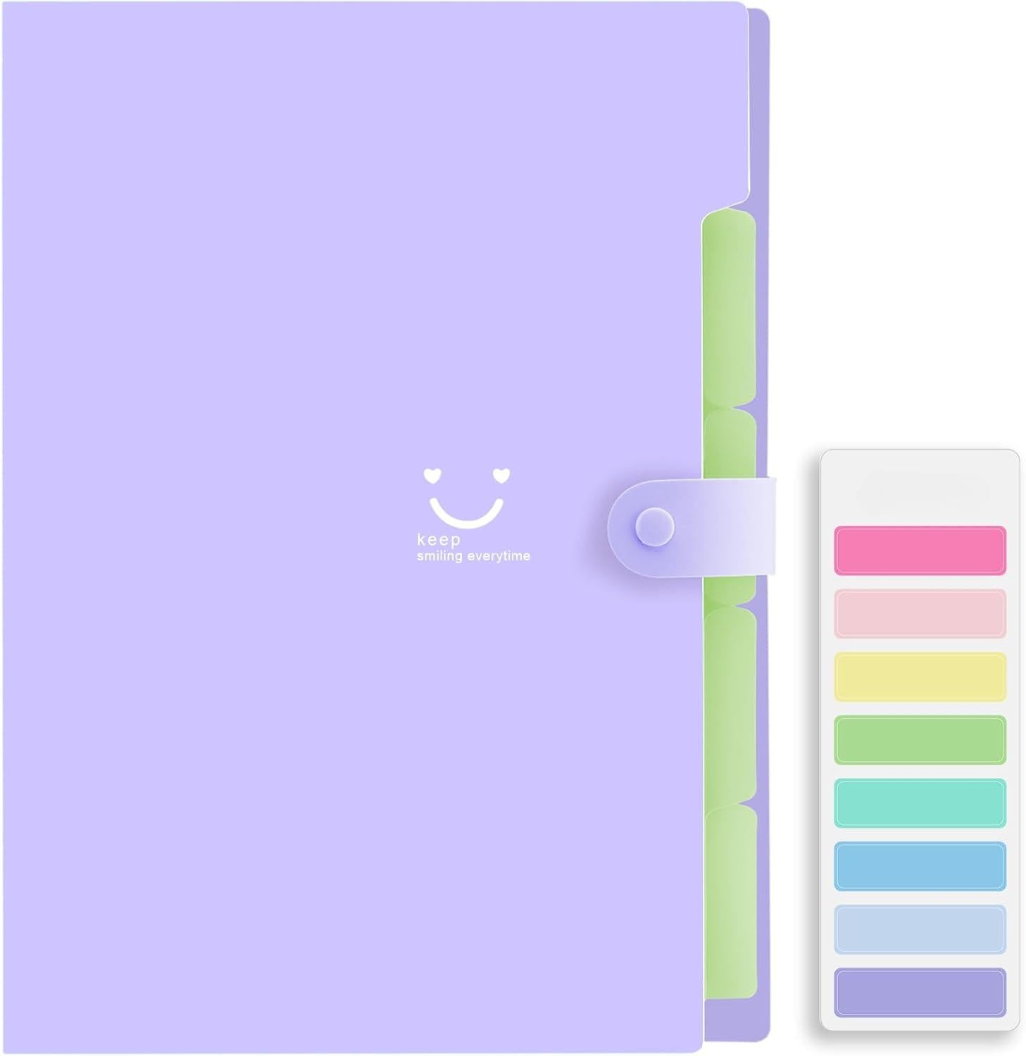 SISXSO Accordion File Organizer, Letter Size, 5 Pocket Expanding File Folder, Cute File Folder with Labels, Portable File Organizer for School Office Supplies, Folders for Documents, Jade