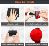 SISXSO 10 PCS Adhesive Hat Hooks for Wall, Strong Hold Hat Hangers, Minimalist Hat Rack Design, No Drilling, Hat Hooks for Baseball Caps, Hat Holder Organizer for Wall, Door, Closet, Office, Bedroom