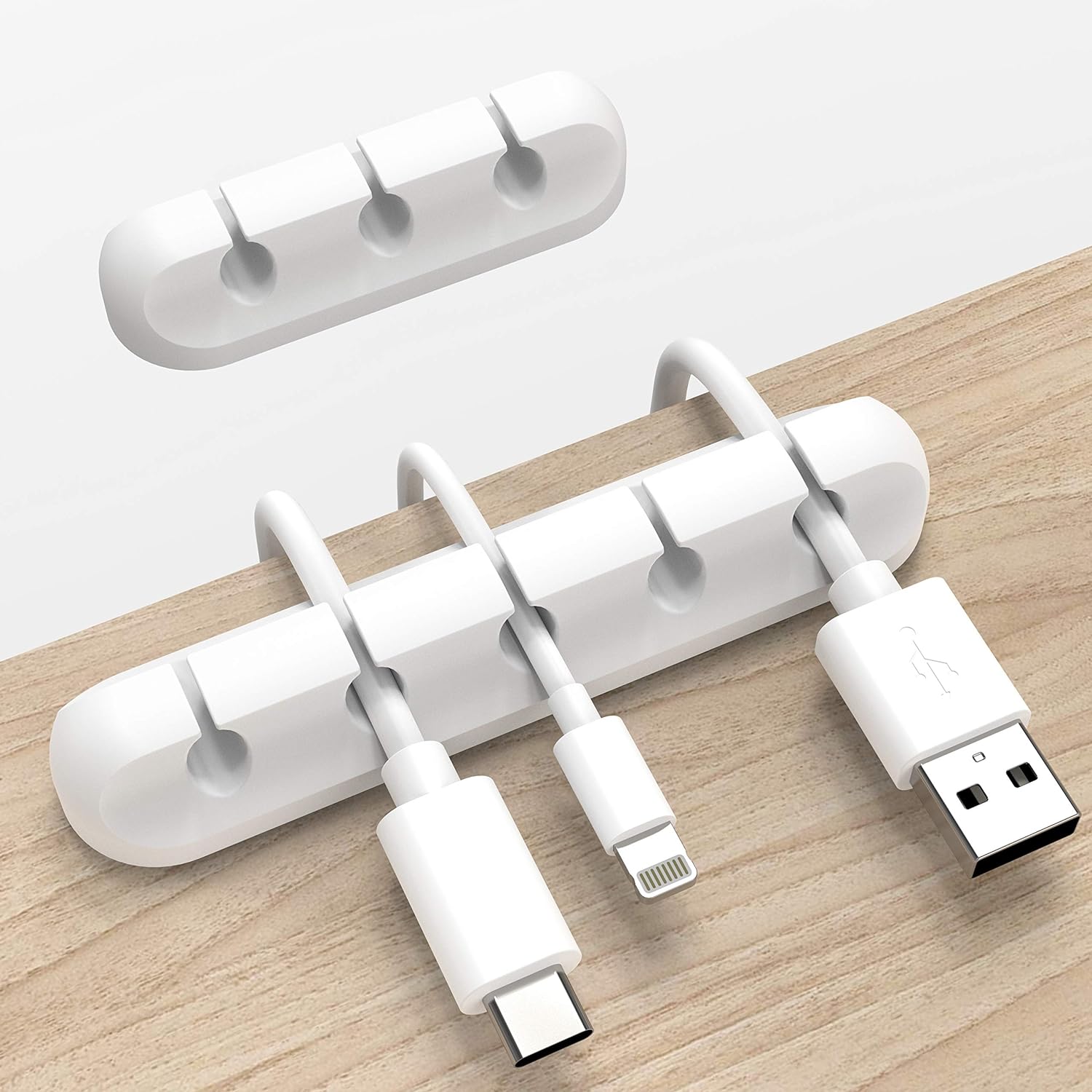 SISXSO Cord Organizer, Cable Clips Cord Holder, Cable Management USB Cable Power Wire Cord Clips, 2 Packs Cable Organizers for Car Home and Office (5, 3 Slots)