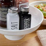 SISXSO Salt and Pepper Shakers Set, Cute Glass Spice Shaker with Stainless Steel Lid, Black and White Kitchen Table Decor and Accessories for Counter, for Kitchen Wedding Gifts, 2.7oz Each