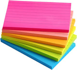 SISXSO Lined Sticky Notes 4X6 in Bright Ruled Post Stickies Colorful Super Sticking Power Memo Pads Its, 45 Sheets/pad, 6 Pads/Pack