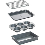 SISXSO Non-Stick Toaster Oven Bakeware Set, 4-Piece, Carbon Steel
