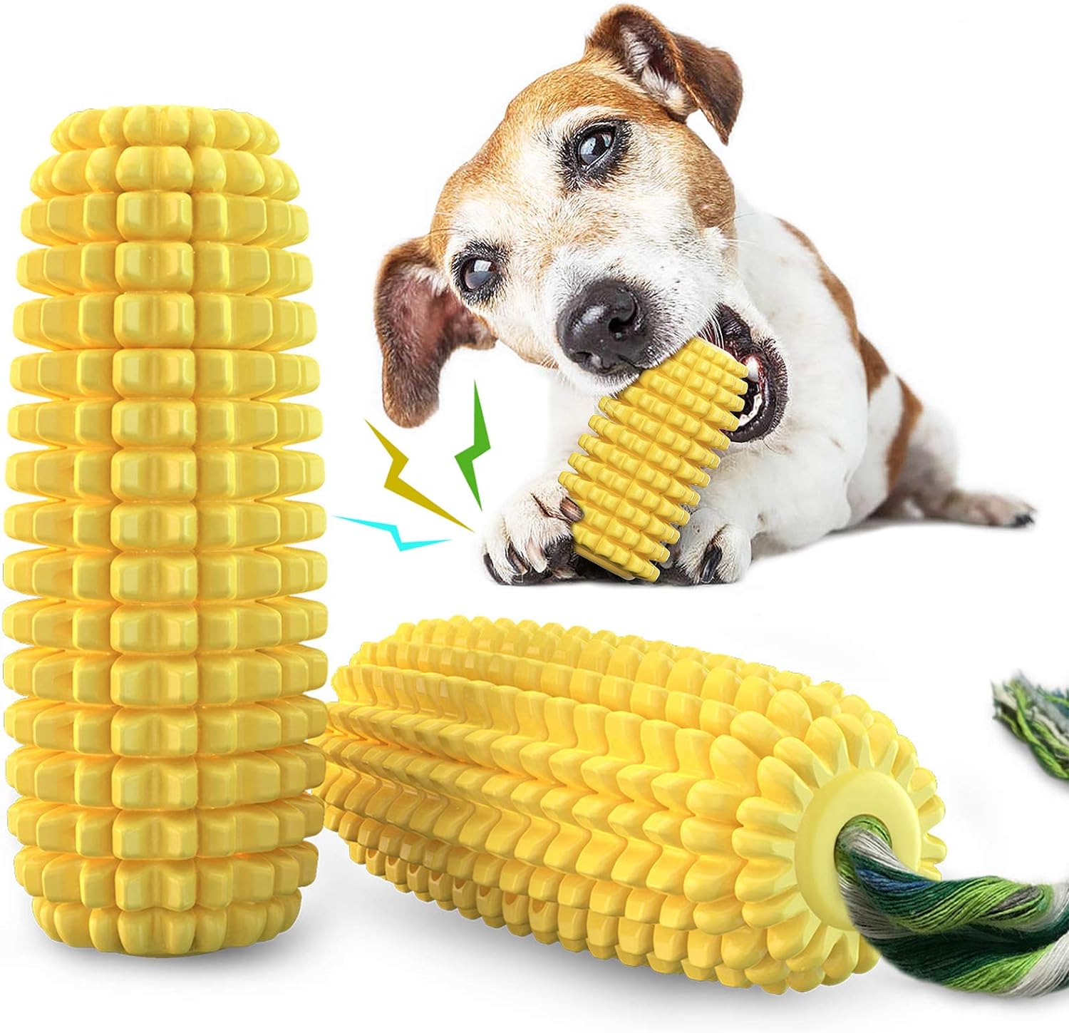SISXSO Dog Chew Toys for Aggressive Chewers, Indestructible Tough Durable Squeaky Interactive Dog Toys, Puppy Teeth Chew Corn Stick Toy for Small Meduium Large Breed