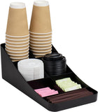 Estação de xícaras e condimentos, organizador de bancada, cafeteria, cozinha, agitadores, 7,25"C x 15,5"L x 5,25"A, preto 