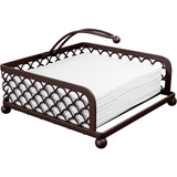 Elegante porta-guardanapos para mesa com braço pesado Porta-guardanapos modernos e planos para jantar na cozinha ou sala de jantar, bancadas de restaurantes de luxo e mesas ao ar livre | Cesta de treliça de metal quadrada (preta) 