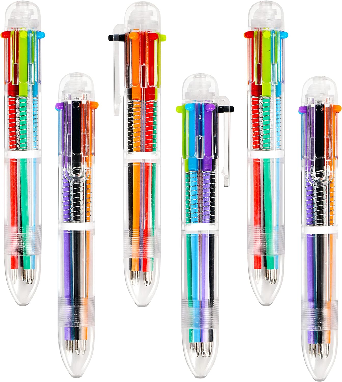 SISXSO 20pcs Multicolor Ballpoint Pens 6 Color in One, 0.5mm Retractable Ballpoint Rainbow Pens Color Pens for Office School Supplies, Fun Pens for Party Favors, Bulk Gifts for Students