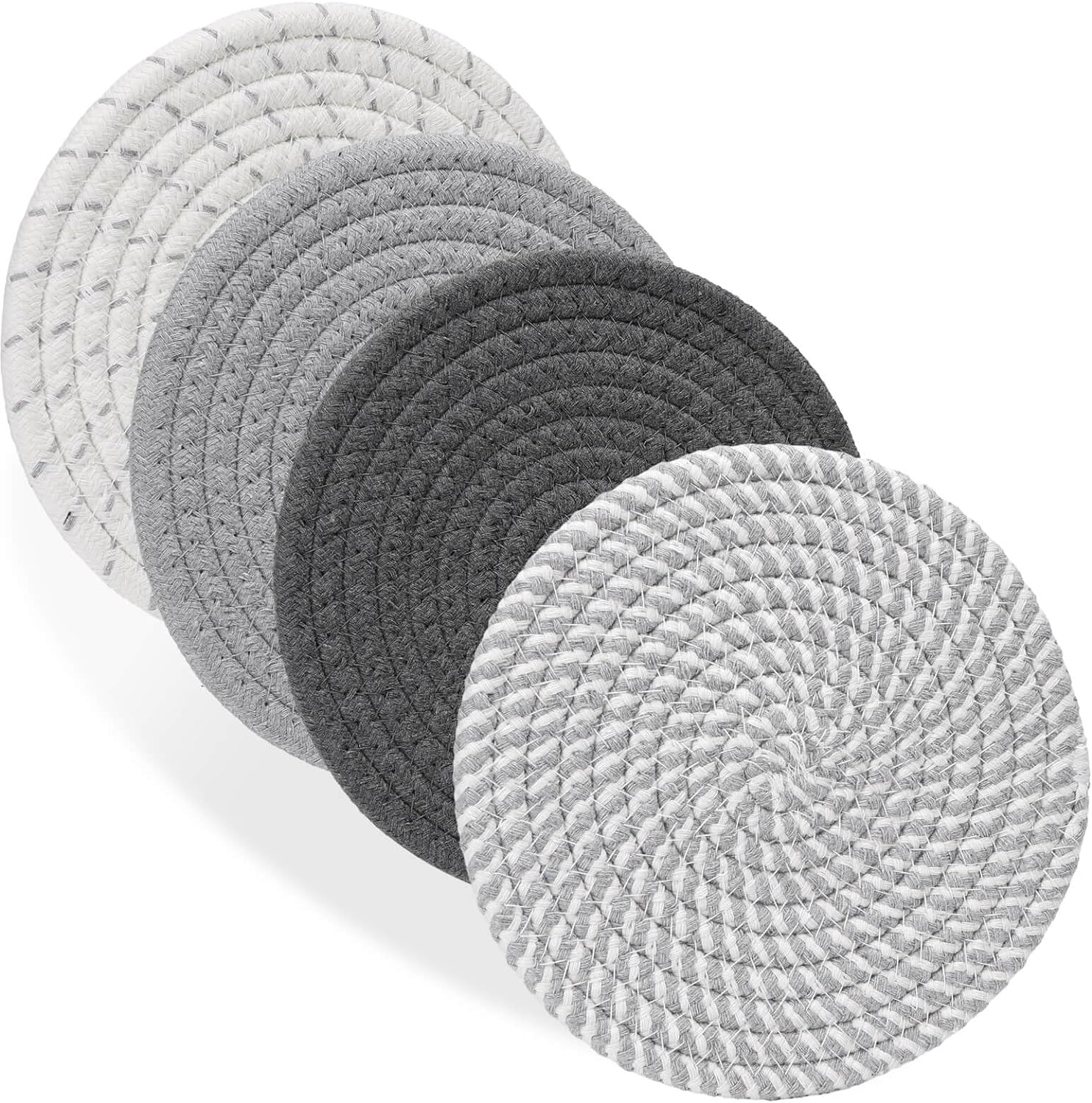 SISXSO 7" Trivets for Hot Dishes, Hot pots and Pans, 4 Heat Resistant Hot Pads, Pot Holders for Kitchen, Hot Plate Mats for Kitchen Countertops, Table, Home Essentials for New Home and Farmhouse Decor
