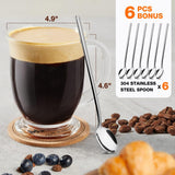 Conjunto de 4 canecas de café de vidro, caneca de café grande transparente de 15 oz com alças para bebidas quentes, canecas transparentes para chá, cappuccino, latte, café expresso, suco, xícaras de café de vidro