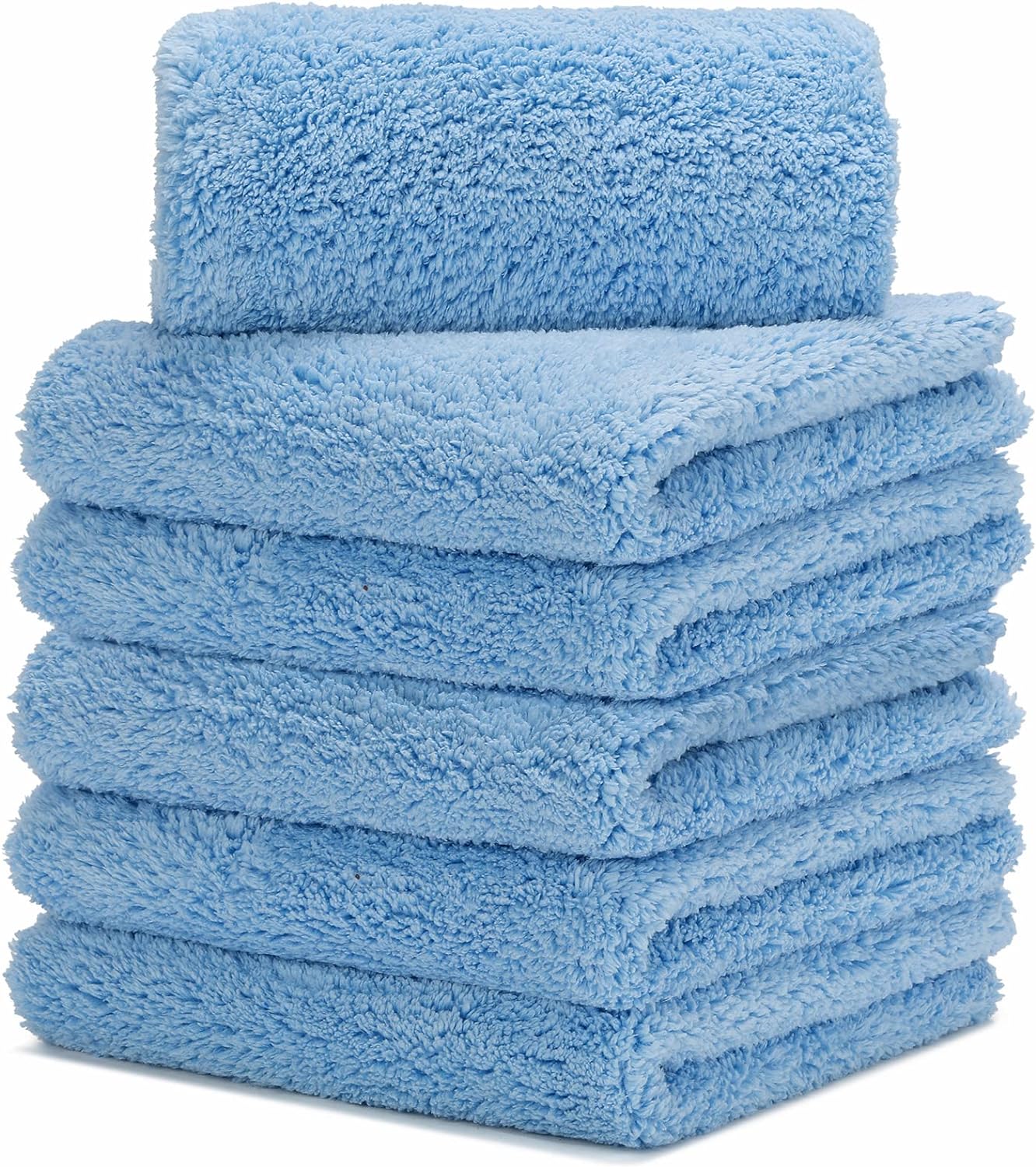 SISXSO 16"x16" Pack of 6 Microfiber Towels for Cars, Car Drying Wash Detailing Buffing Polishing Towel with Plush Edgeless Microfiber Cloth, 450 GSM