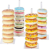 Suporte para donuts de acrílico, pacote com 4 unidades, torre de exibição de bagels transparente para mesa de sobremesas, suporte para donuts para aniversário, casamento, chá de bebê, Natal, festa 