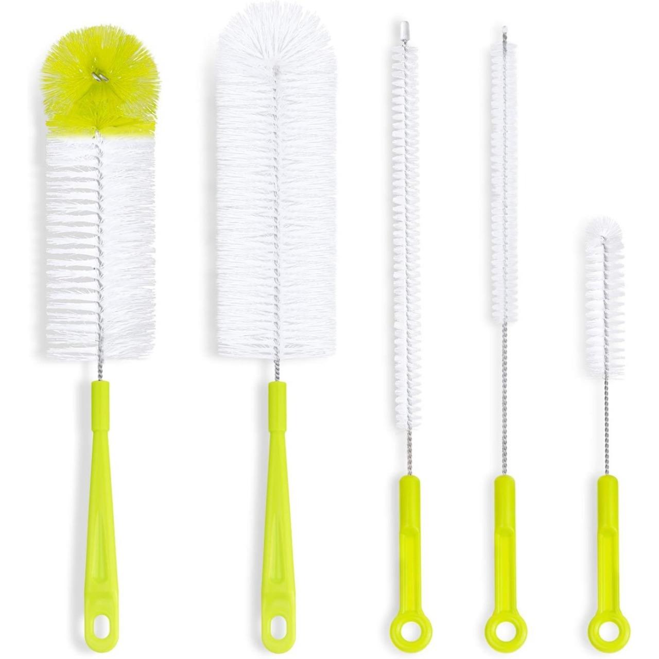 SISXSO Bottle Cleaning Brush Set - Long Handle Bottle Cleaner for Washing Narrow Neck Beer Bottles, Thermos S’Well Hydro Flask Contigo Sports Water Bottles with Straw Brush, Kettle Spout/Lid Cleaner Brushes