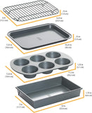 SISXSO Non-Stick Toaster Oven Bakeware Set, 4-Piece, Carbon Steel