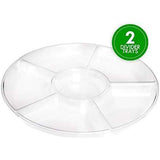 SISXSO 6 Sectional Round Plastic Serving Tray/Platters Clear Pack of 2