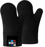 Conjunto de luvas de forno de silicone antiderrapantes e quentes, forro de algodão macio, à prova d'água, sem BPA, luvas longas, flexíveis e grossas para cozinhar, luvas de cozinha, 12,5 pol. 