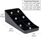 Estação de xícaras e condimentos, organizador de bancada, cafeteria, cozinha, agitadores, 7,25"C x 15,5"L x 5,25"A, preto 