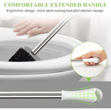 SISXSO Toilet Brush and Holder, Compact Size Toilet Bowl Brush with Stainless Steel Handle, Small Size Plastic Holder Easy to Hide, Space Saving for Storage, Drip-Proof, Easy to Assemble, Deep Cleaning