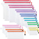 SISXSO 18 Pack 8 Sizes Mesh Pouch, 9 Colors, Waterproof Zipper File Bags Document Multipurpose Travel Bags for Office Supplies Cosmetics Travel Accessories