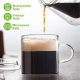 SISXSO Espresso Cups Set of 6 (Buy 4, get 2 Free), 4 oz Glass Espresso Coffee Cups, Small Espresso Mugs With Handle For Hot or Cold Latte, Tea, Gift for Espresso Lovers, Microwave Dishwasher Safe