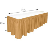 SISXSO Table Skirt, 29 in x 14 ft - Plastic Tableskirt, Disposable, Reusable, Rectangular Tablecloth Skirt (1 Pack)